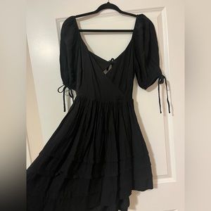 Lulus puff sleeve tiered tie back mini dress